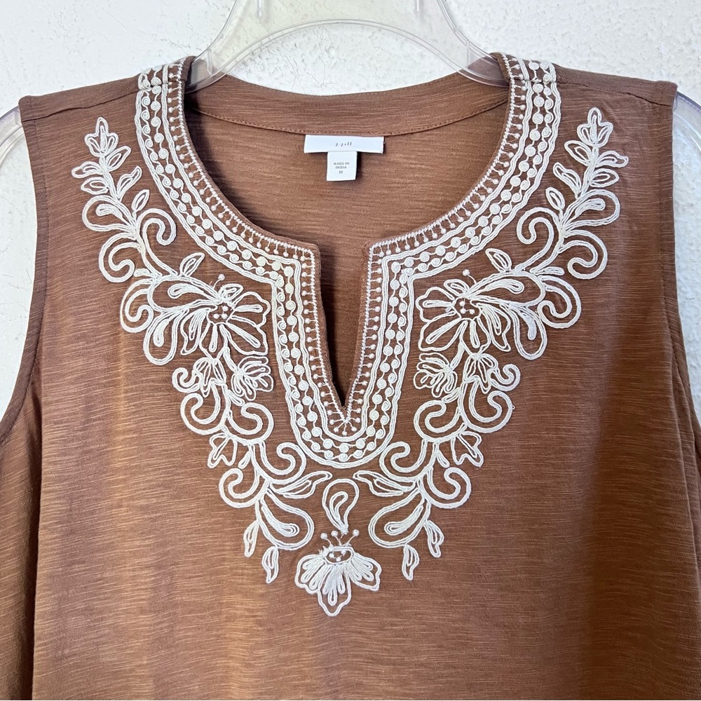 J. Jill Brown Embroidered Sleeveless Tank - Picture 3 of 7